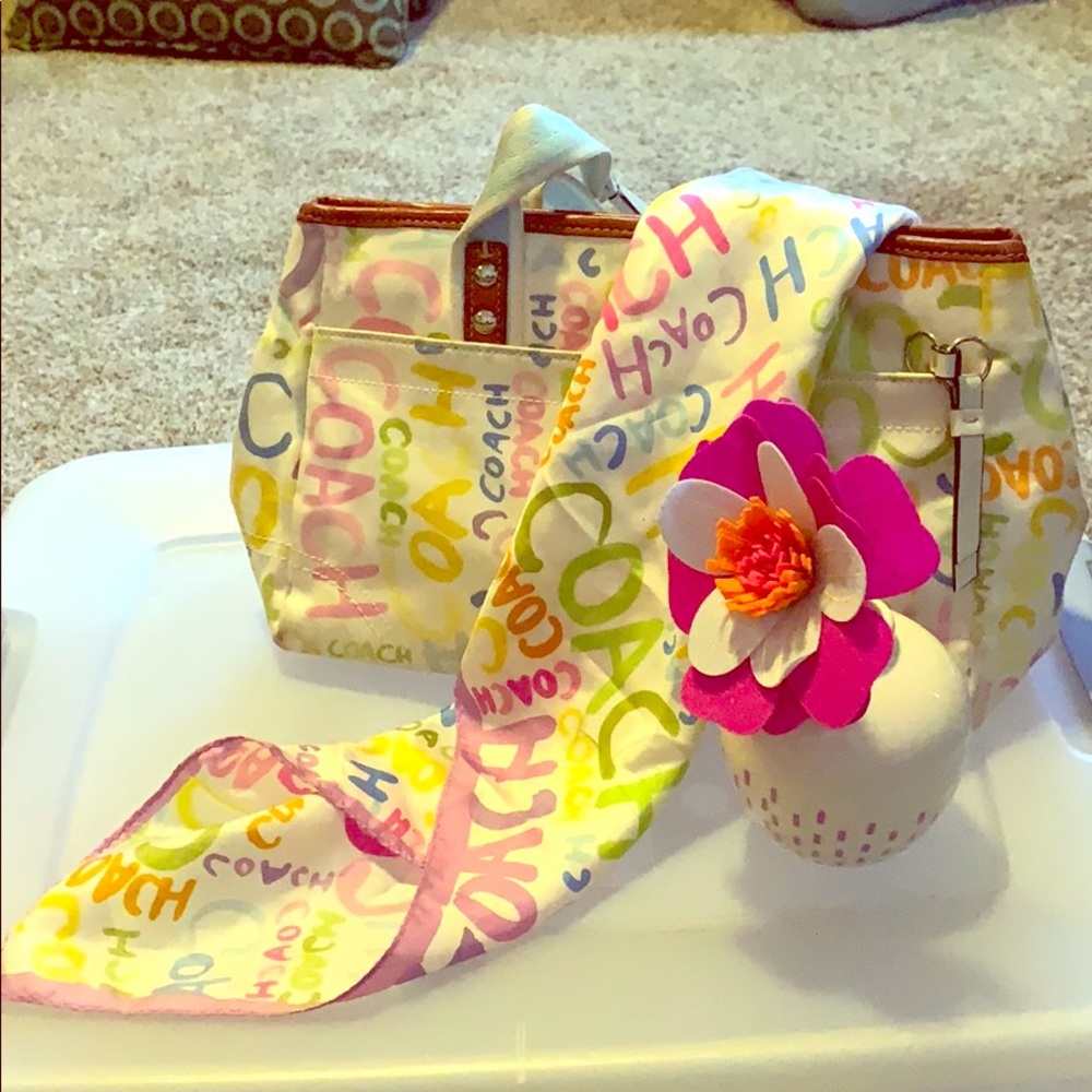 Coach Neck Scarf and Satchel